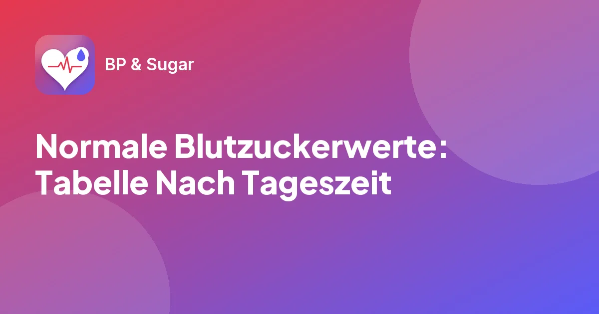 Normale Blutzuckerwerte: Tabelle Nach Tageszeit